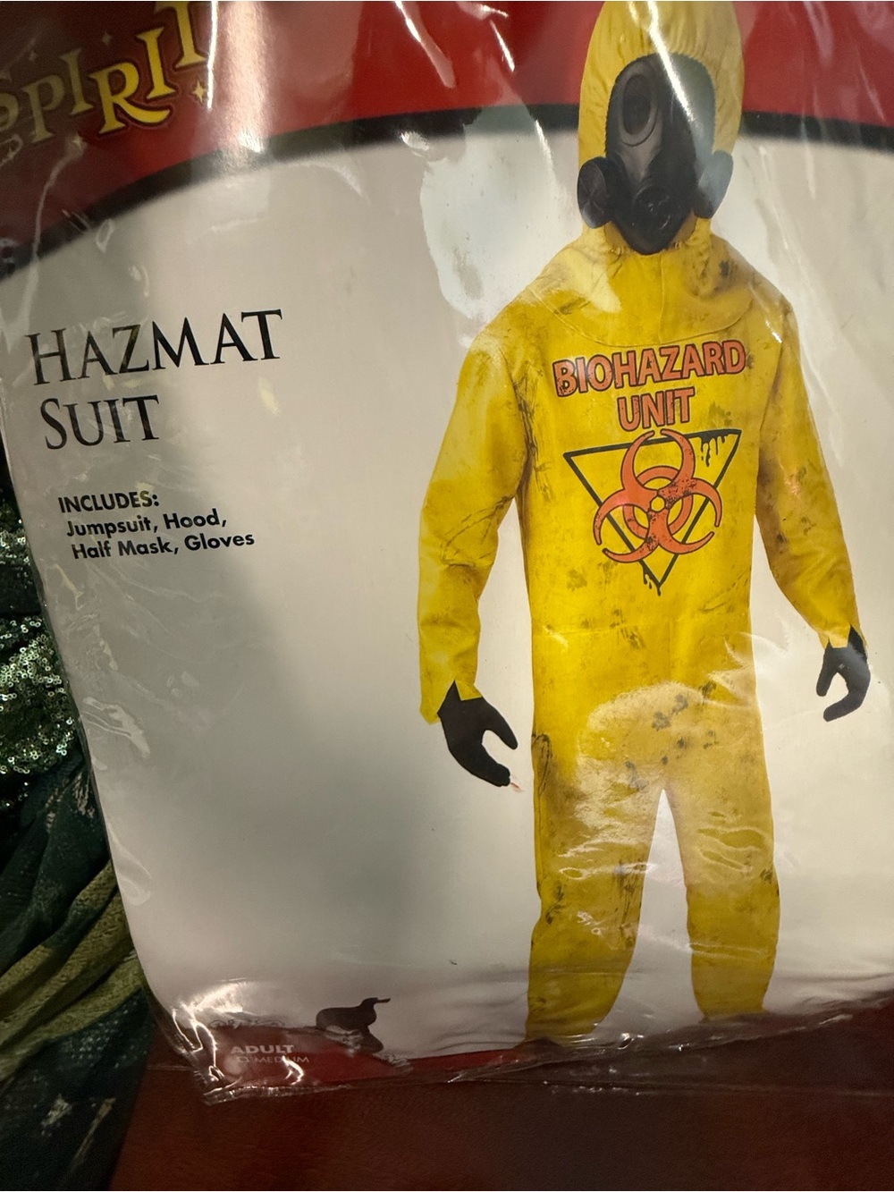 New Spirit Halloween Yellow Hazmat Suit - Biohazard Unit Costume and mask